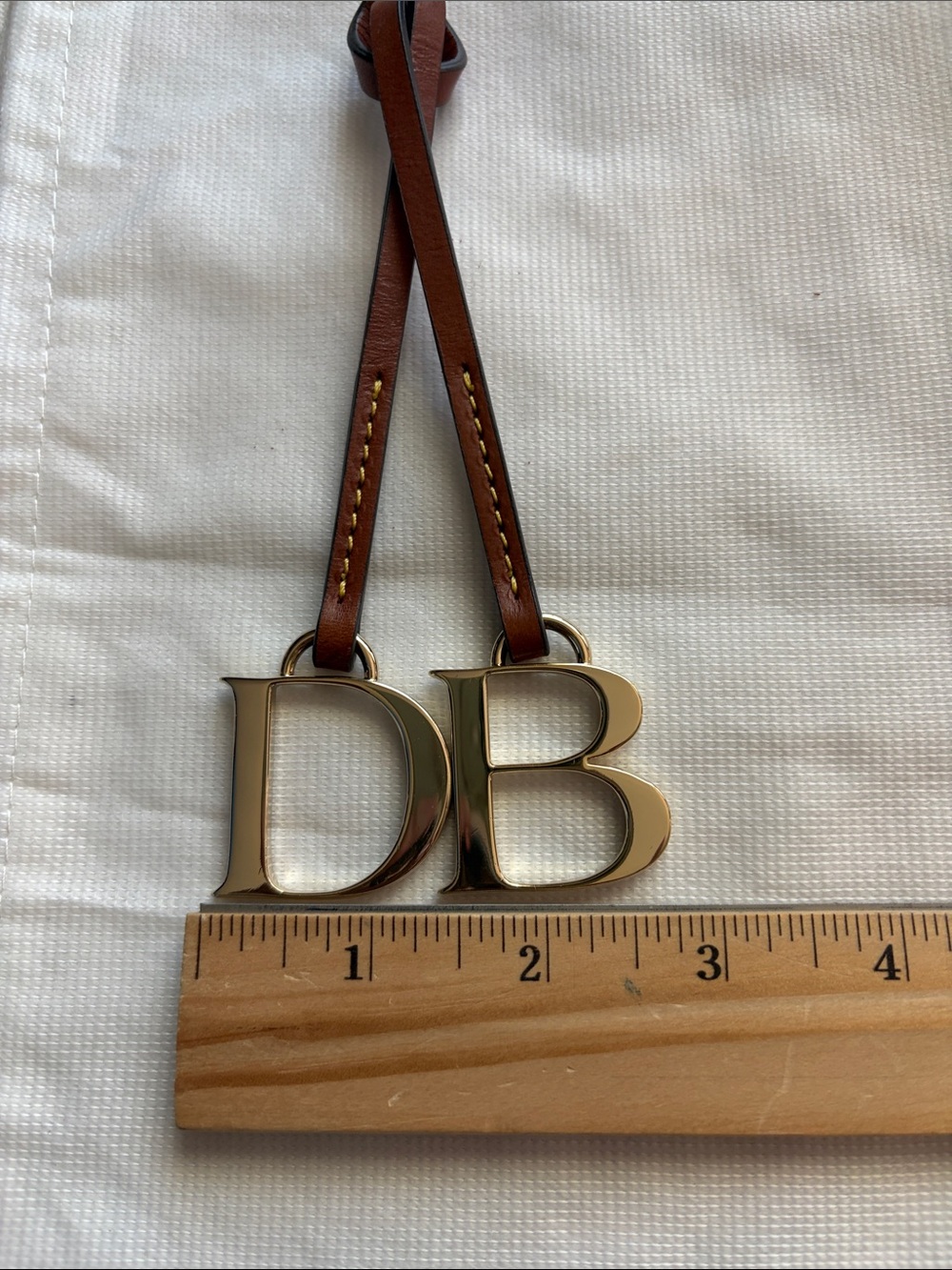 Dooney & Bourke Brown Leather Double Initial Charm - DB Gold Accents - Picture 4 of 4